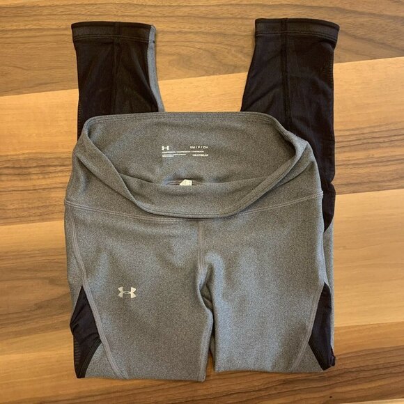 Under Armour Womens Gray Capri Heatgear Mesh Ankle Crop Leggings Sz. SMALL - Picture 1 of 4
